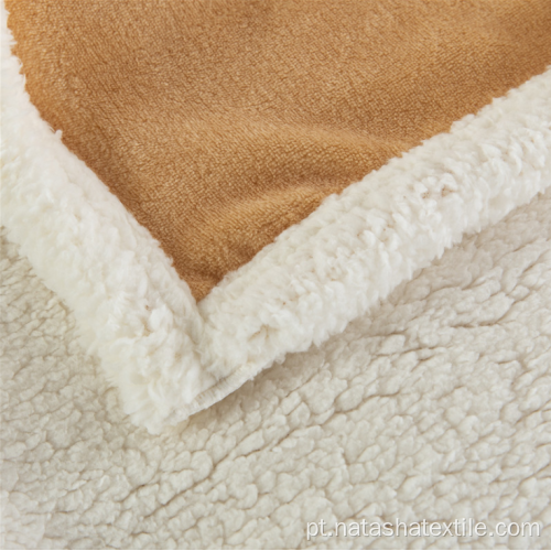 Manta de lã macia de cor pura de dupla camada